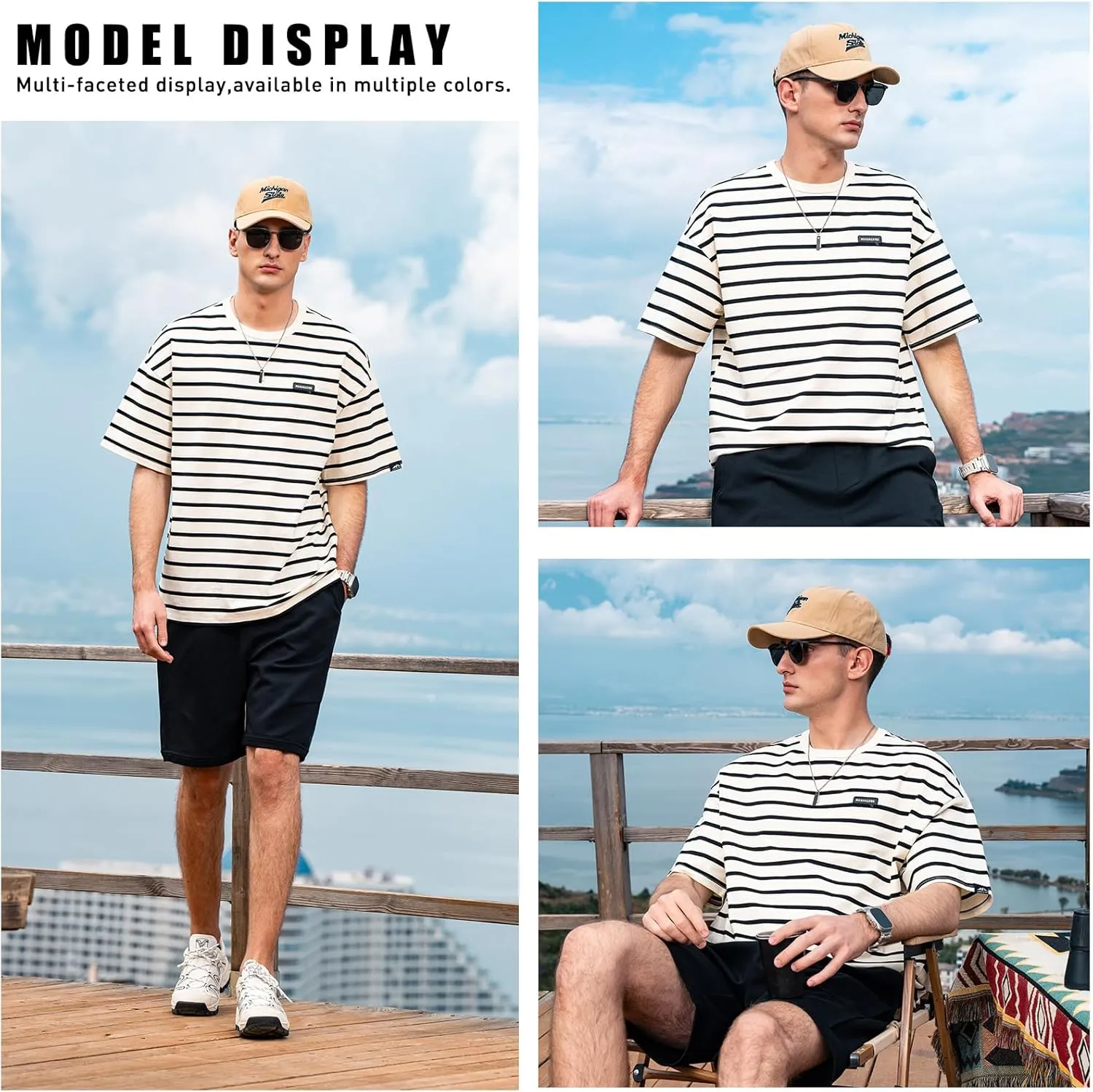 Men's Striped Shirts,Crewneck Striped T-ShirtTrue Classic Men's Top