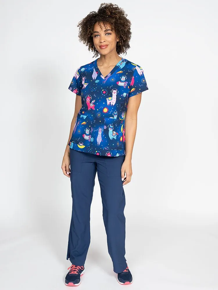 Meraki Sport Women's Print Scrub Top | Space Llama