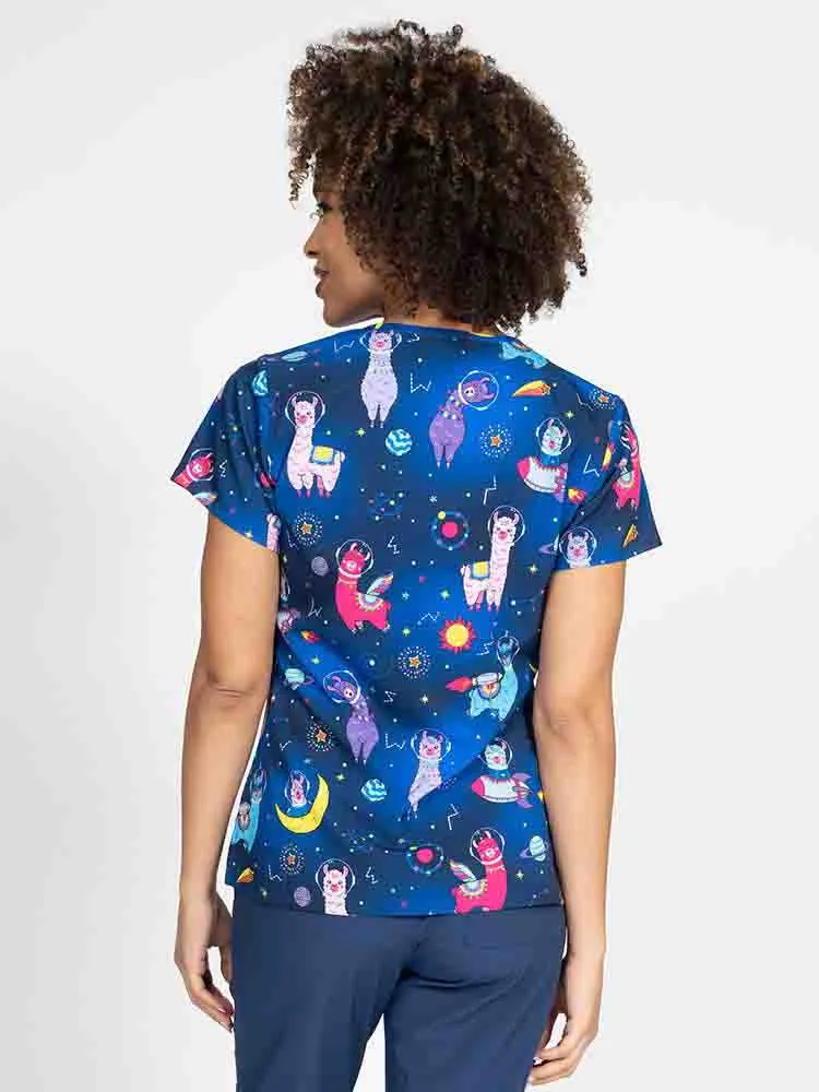 Meraki Sport Women's Print Scrub Top | Space Llama