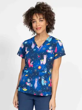 Meraki Sport Women's Print Scrub Top | Space Llama