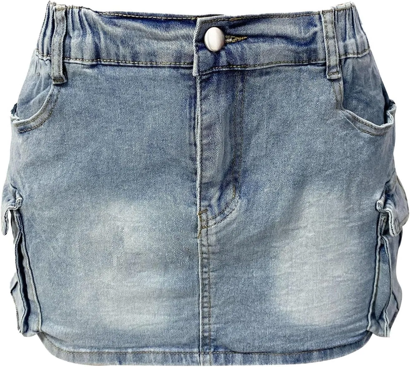 Mini Skirts for Women 2025 Solid Color Stretchy Low Waist Denim Skirt Lightweight 2025 Y2K Jean Bottoms with Pockets