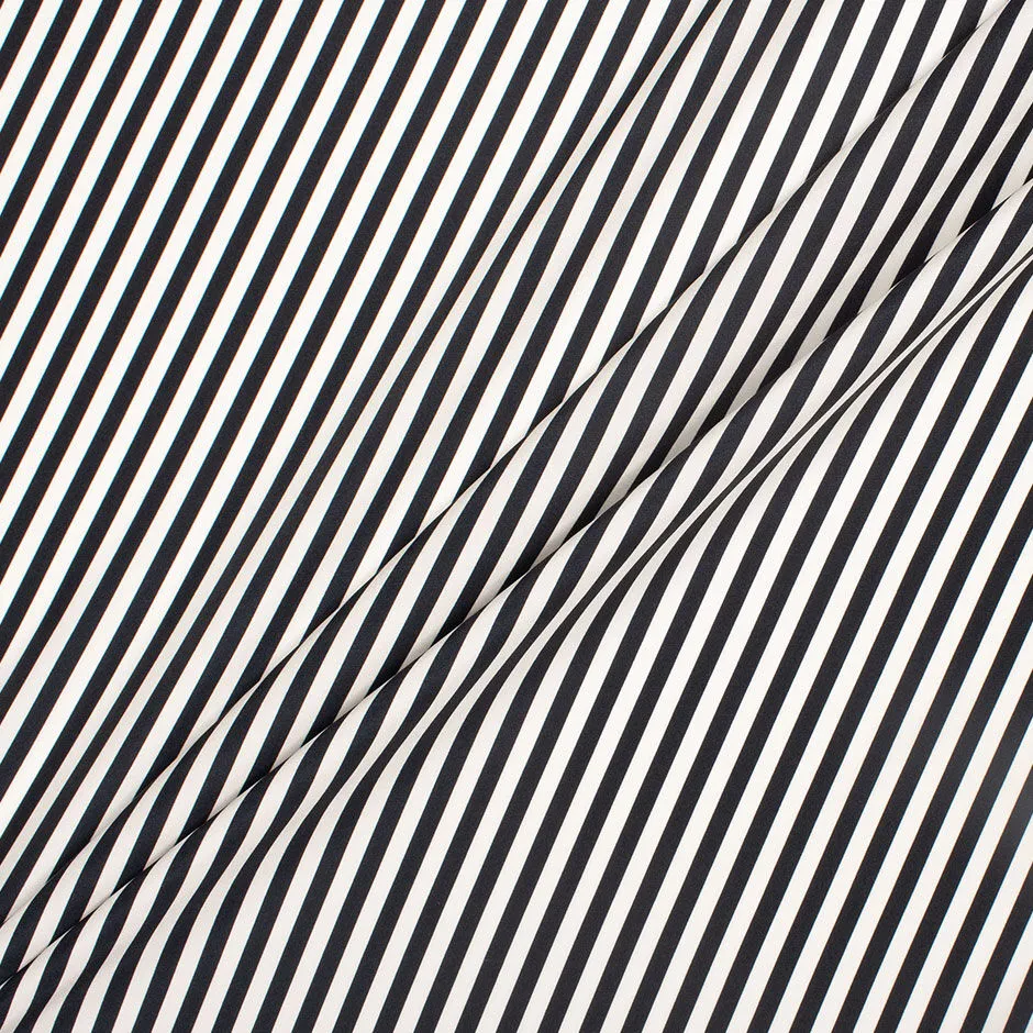 Monochrome Candy Striped Reversed Silk Satin