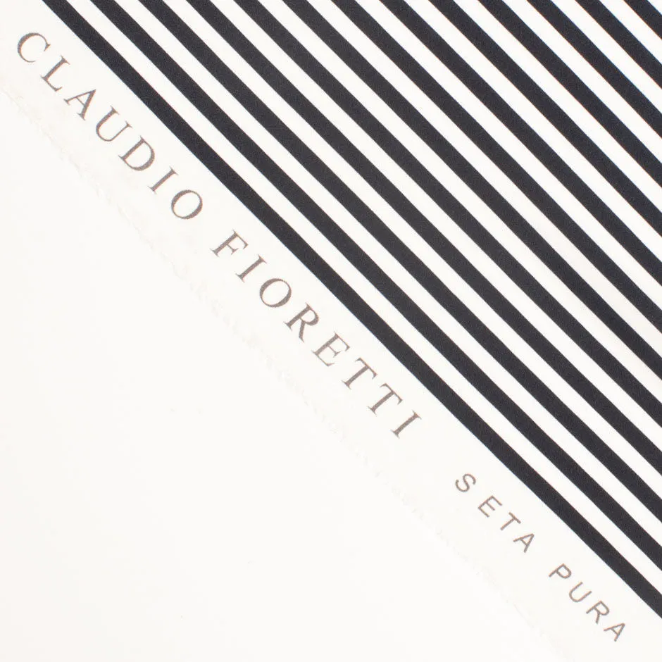 Monochrome Candy Striped Reversed Silk Satin