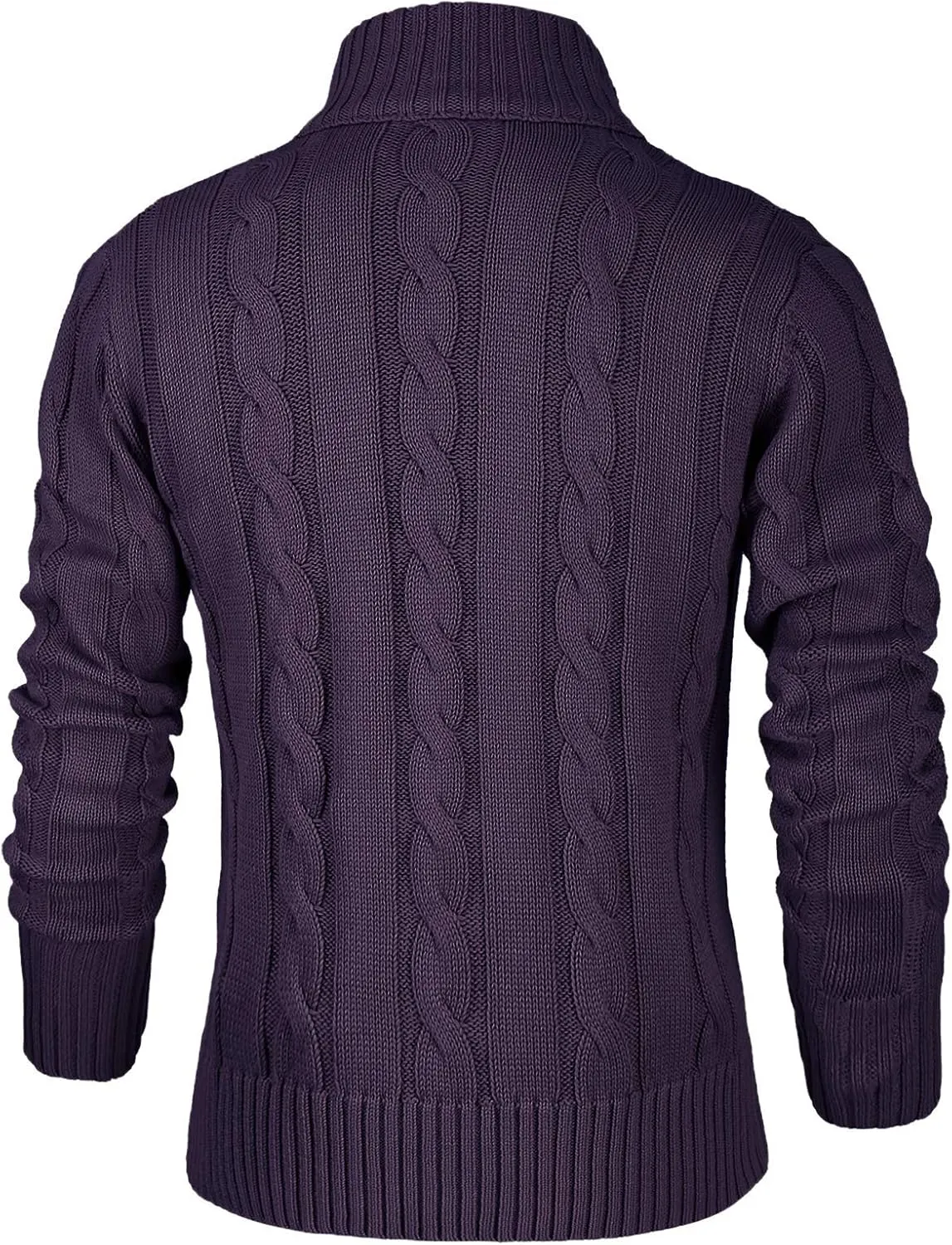 NITAGUT Mens Long Sleeve Stand Collar Cardigan Sweaters Button Down Cable Knitted Sweater