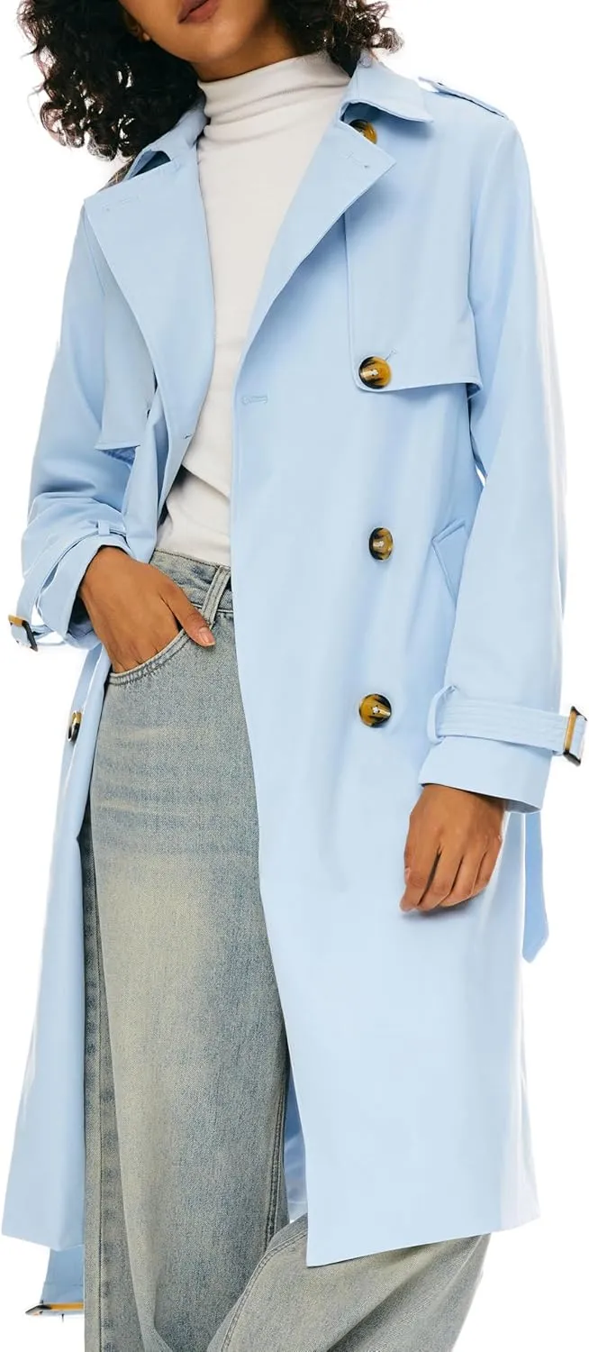 Orolay Women's 3/4 Length Double Breasted Trench Coat Lapel Jacket with Belt