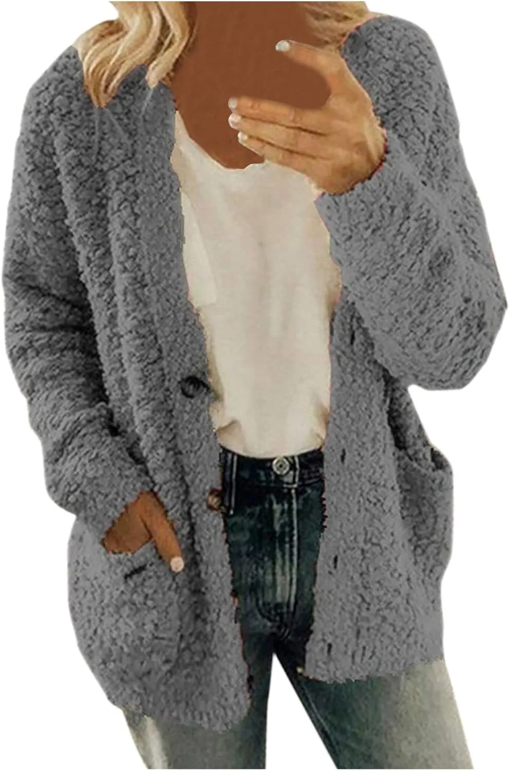 Oversized Warm Winter Coats Plus Size Warm Coat Lapel Double-Breasted Daily Outercoat with Flufff Coat with Pockets