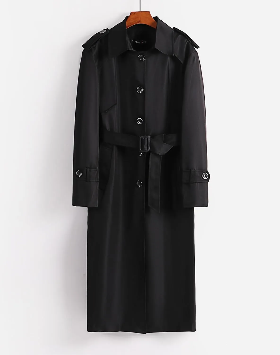 Pantete Men's Long Trench Coat Single Breasted Oversized Windbreaker Lapel Belted Outfit Jacket