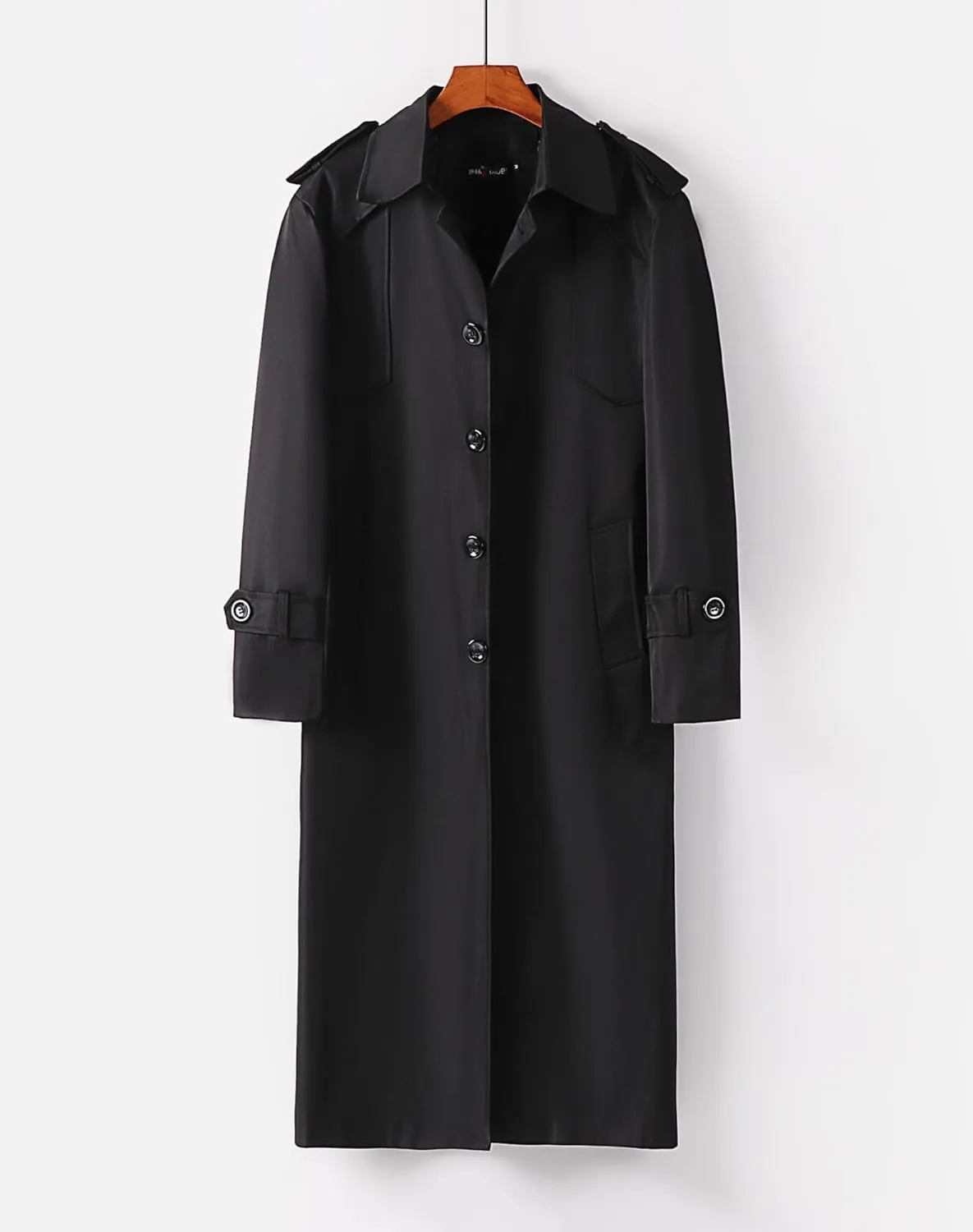 Pantete Men's Long Trench Coat Single Breasted Oversized Windbreaker Lapel Belted Outfit Jacket