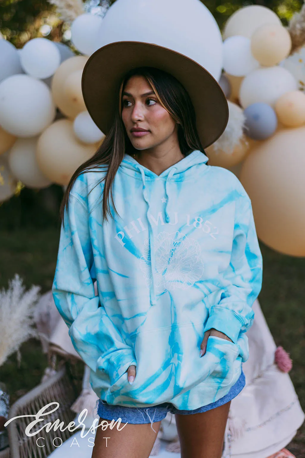 Phi Mu Aqua Tie Dye Hoodie