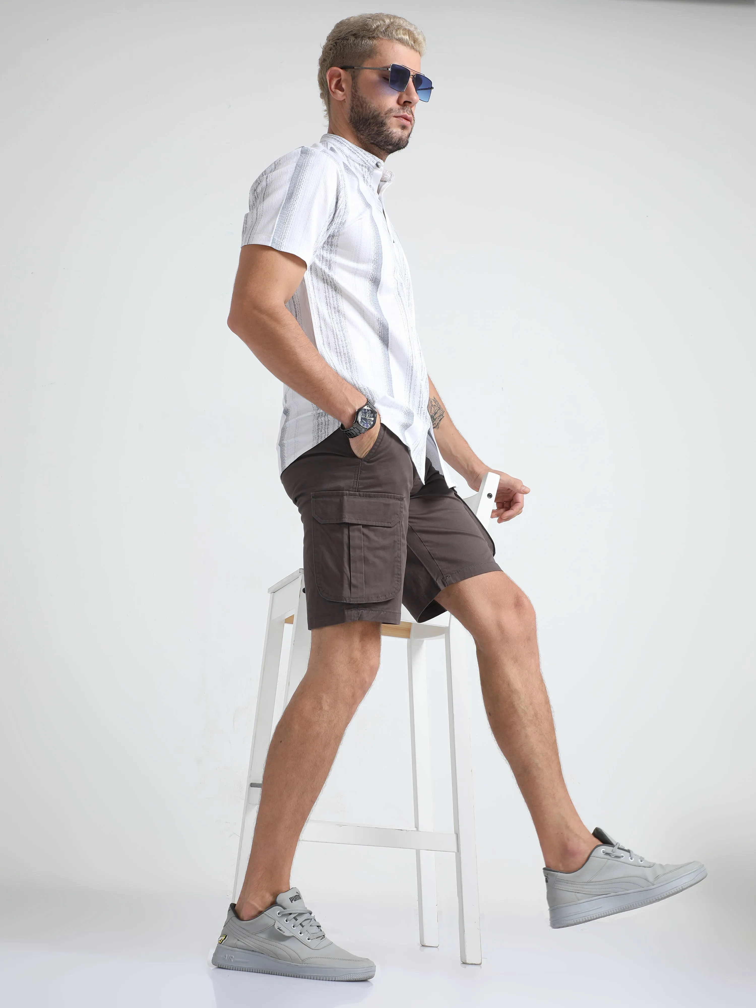 Premium Twill Dark Grey Cargo Shorts