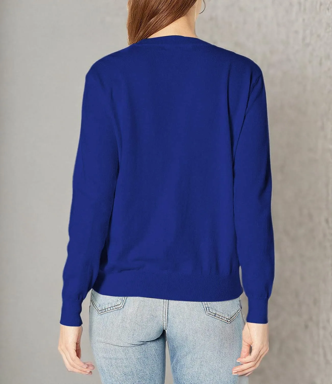 QUALFORT Women's Sweaters Long Sleeve Soft Lightweight Basic Knitted Pullover Sweater