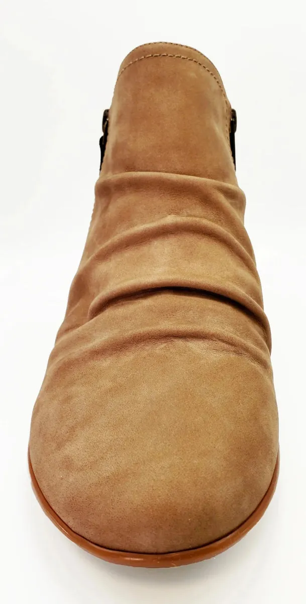 Revere Plymouth Women's Twin Zip Wedge Ankle Booties In Toffee Nubuck/Navy Lizard