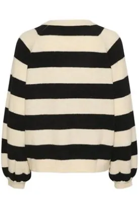 Saint Tropez Garbie Cardigan in Ice Black Stripe