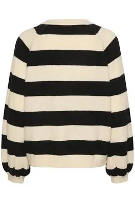 Saint Tropez Garbie Cardigan in Ice Black Stripe