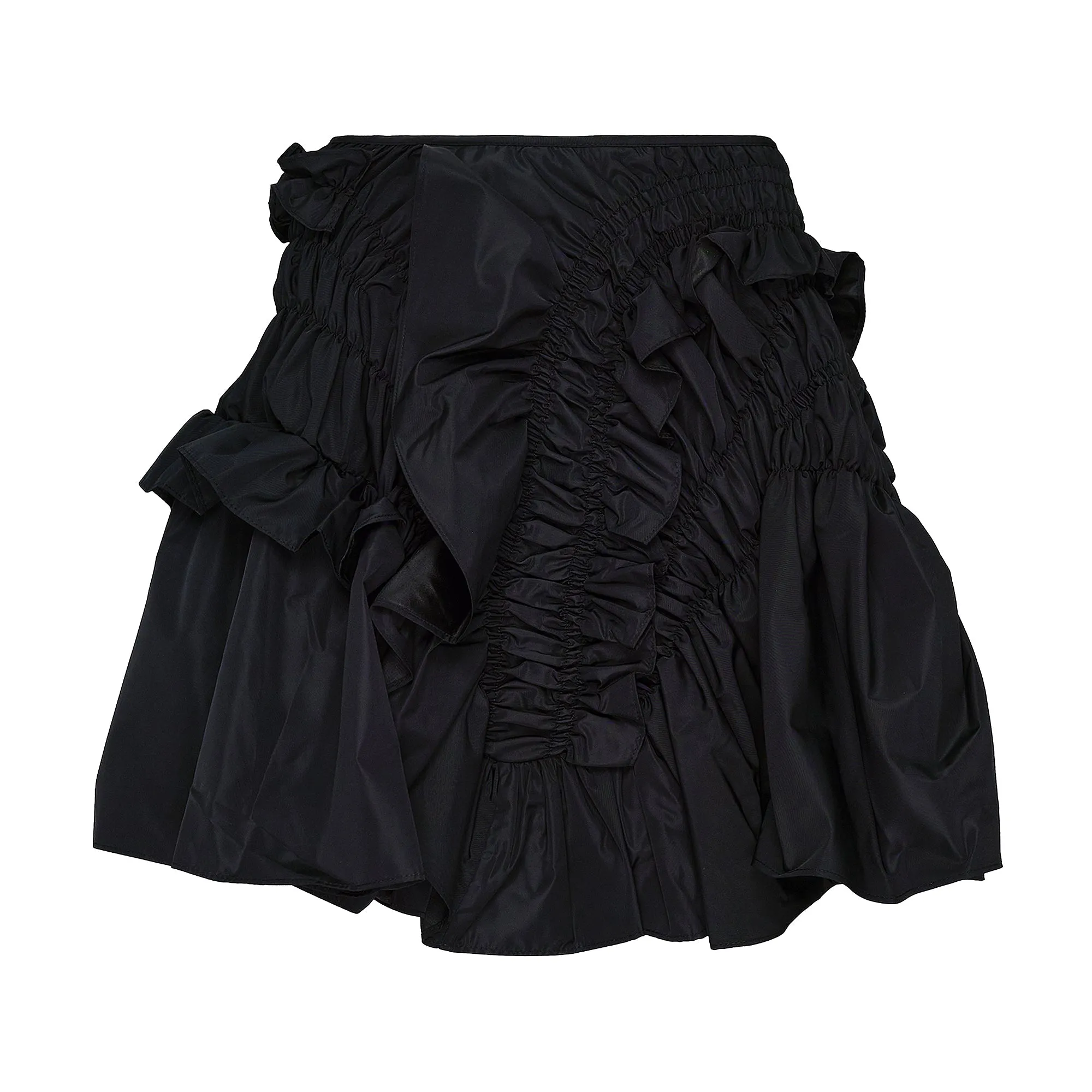 Short Skirt With Smock And Ruffle Detail