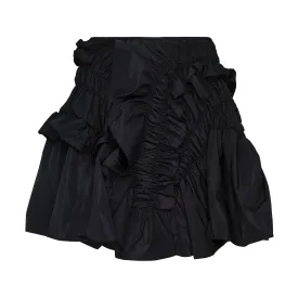 Short Skirt With Smock And Ruffle Detail