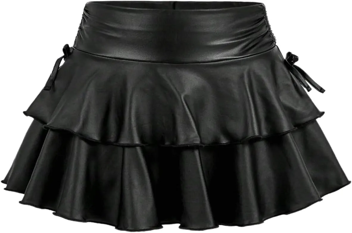 SOLY HUX Girl's Summer Mini Skirts High Waisted Ruffle Layered Skirts Swing Flowy Skater Tennis Skirt
