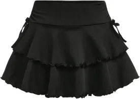 SOLY HUX Girl's Summer Mini Skirts High Waisted Ruffle Layered Skirts Swing Flowy Skater Tennis Skirt
