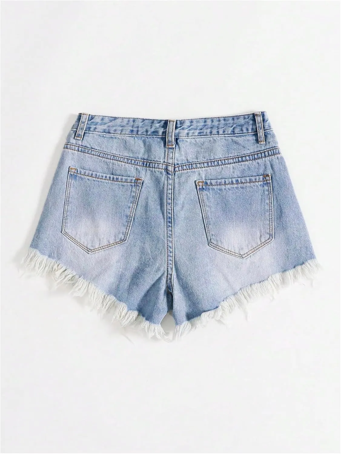 SOLY HUX Women's Ripped Jean Shorts Raw Hem Distressed Denim Shorts Streetwear