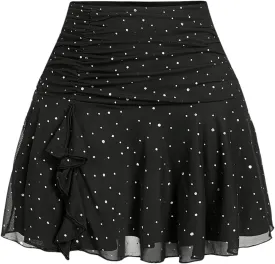 SOLY HUX Women's Summer Skirts High Waisted Ruffle Mini Skirts Flared Flowy Beach Short Skirt