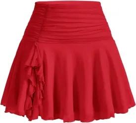 SOLY HUX Women's Summer Skirts High Waisted Ruffle Mini Skirts Flared Flowy Beach Short Skirt
