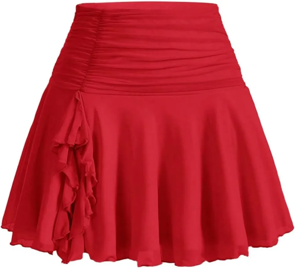 SOLY HUX Women's Summer Skirts High Waisted Ruffle Mini Skirts Flared Flowy Beach Short Skirt