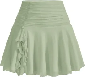 SOLY HUX Women's Summer Skirts High Waisted Ruffle Mini Skirts Flared Flowy Beach Short Skirt