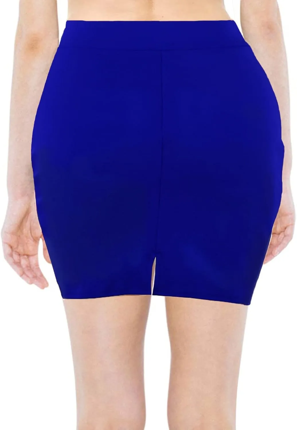 Topdress Women's Bodycon Mini Club Skirts Basic Elastic High Waisted Stretch Pencil Short Skirts with Slit
