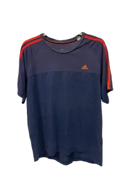 Vintage Blue with Red Stripe Adidas T-Shirt Large