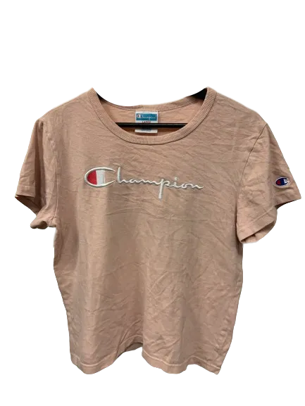 Vintage Champion Crop Top Pink T-Shirt Large