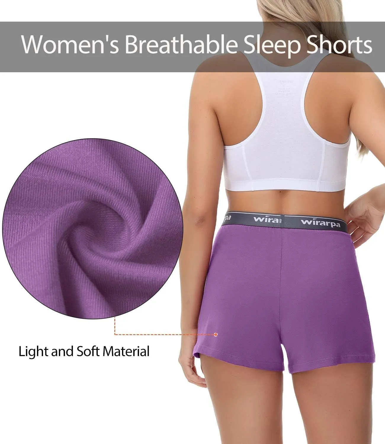 wirarpa Women's Cotton Sleep Shorts Comfywear Lounge Pajama Shorts 3 Pack