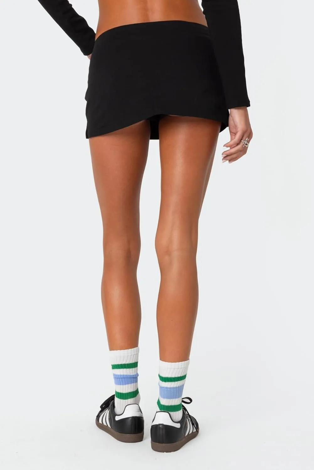 Women Y2k Sweat Mini Skirts Elastic Waist Side Slit Micro Skorts Bodycon Pencil Short Skirt with Shorts
