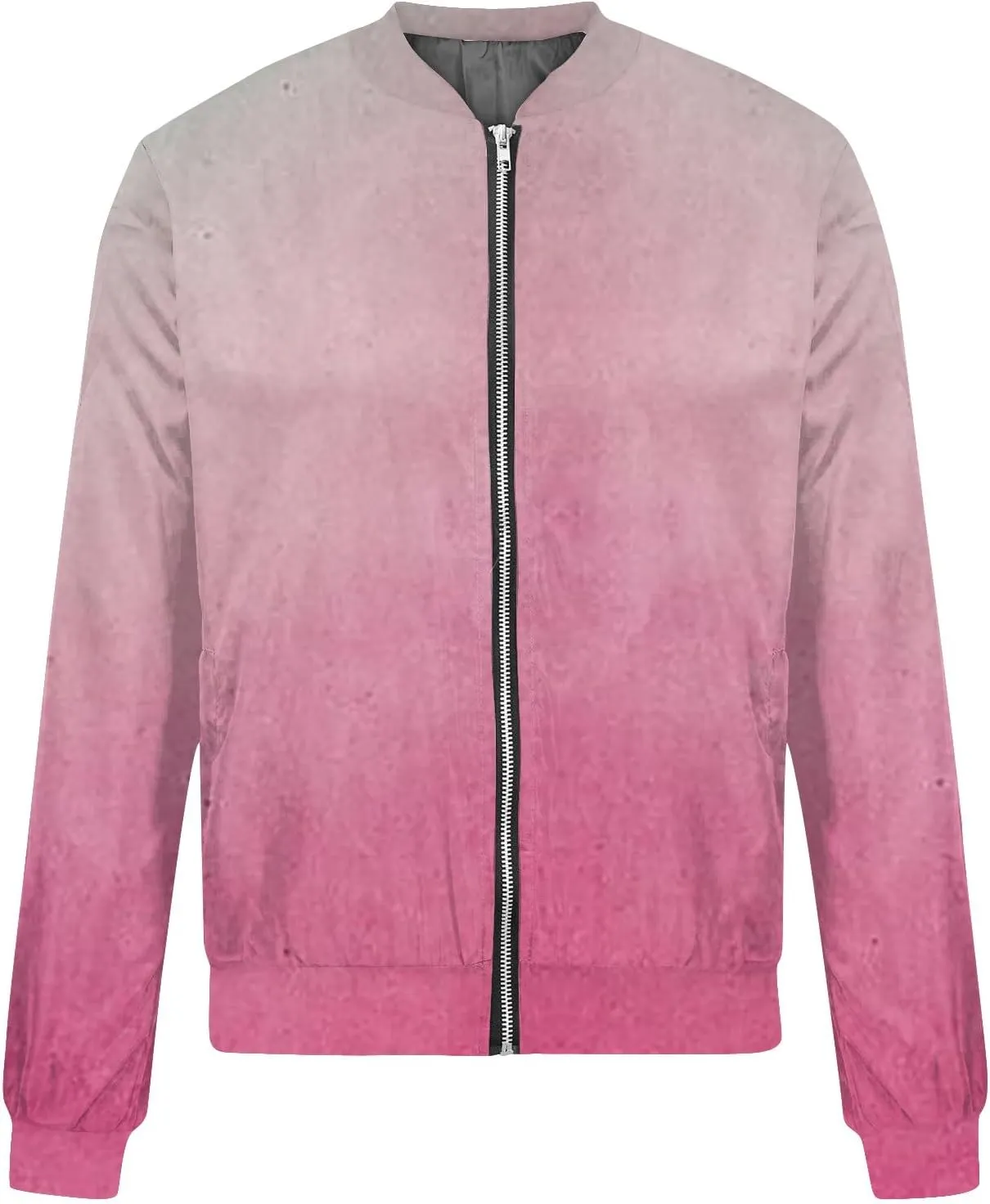 Women's Bomber Jacket Casual Coat Zip Up Outerwear Windbreaker with Pockets