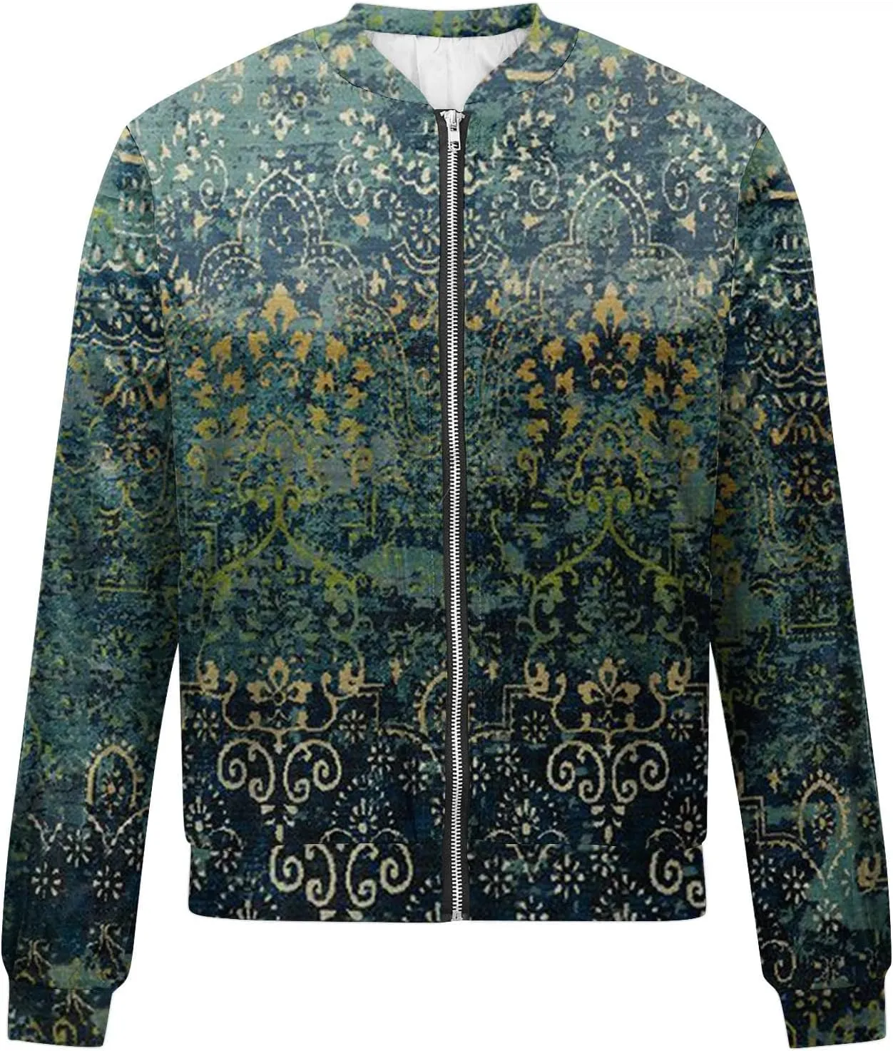 Womens Bomber Jacket Coat Casual Stand Collar Zip Up Lightweight Fall Fashion Jackets Outerwear Outfits with Pockets