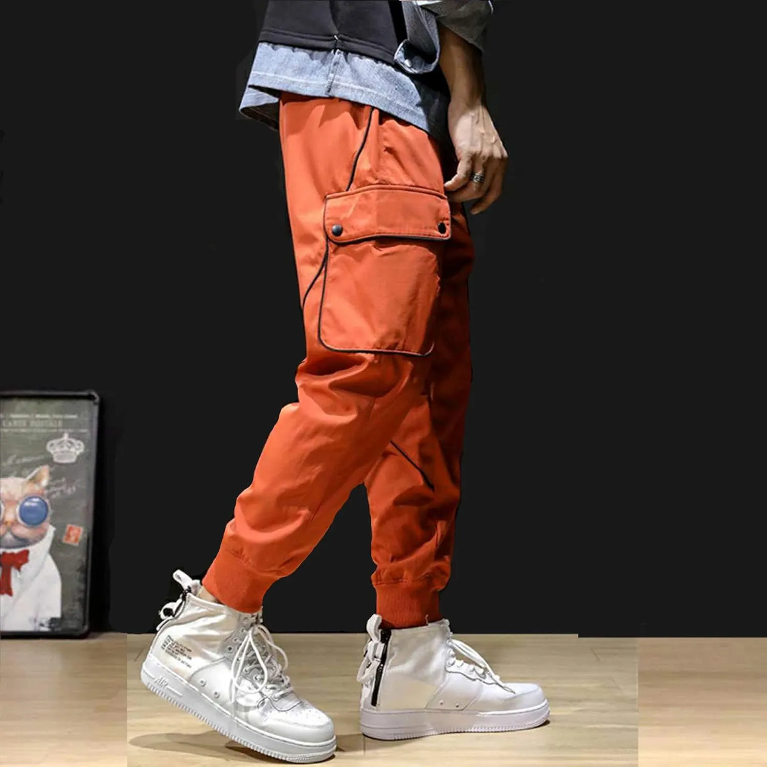 XYXIONGMAO Streetwear Hip Hop Cargo Joggers Pants for Men Casual Pants Loose Multi-Pocket Outdoor Sports Harem Overalls