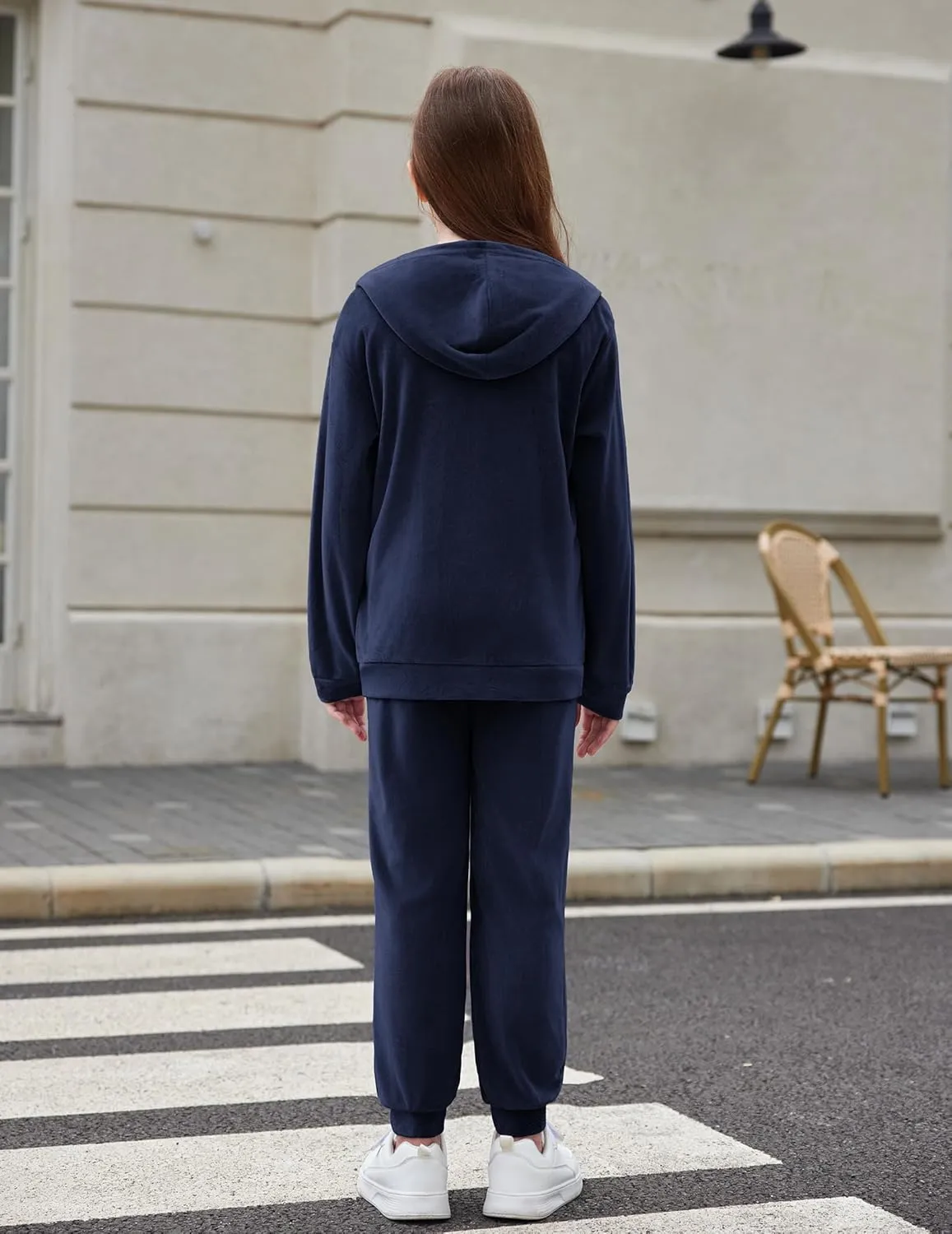 Zaclotre Girls Velour Tracksuits 2 Piece Outfits Zip Up Hoodie and Jogger Sweatpant Sweatsuits Athletic Clothing Sets